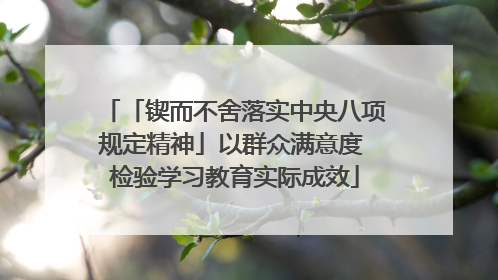 「锲而不舍落实中央八项规定精神」以群众满意度 检验学习教育实际成效