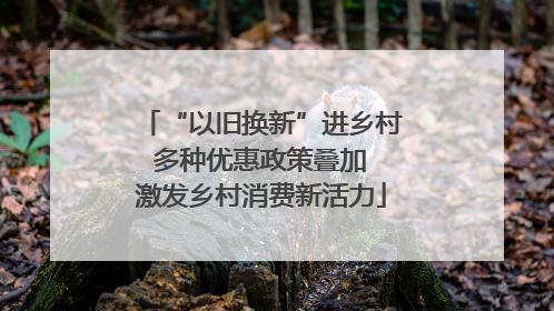 “以旧换新”进乡村 多种优惠政策叠加 激发乡村消费新活力