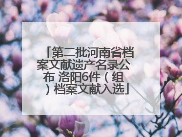 第二批河南省档案文献遗产名录公布 洛阳6件（组）档案文献入选