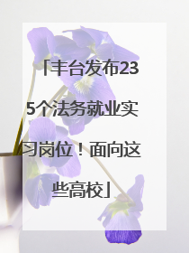 丰台发布235个法务就业实习岗位！面向这些高校
