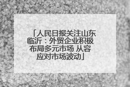 人民日报关注山东临沂：外贸企业积极布局多元市场 从容应对市场波动