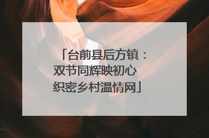 台前县后方镇：双节同辉映初心 织密乡村温情网