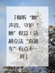 倾听“她”声音、守护“她”权益！这趟立法“直通车”有点不一样
