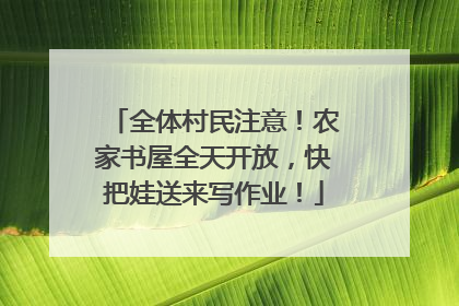 全体村民注意！农家书屋全天开放，快把娃送来写作业！
