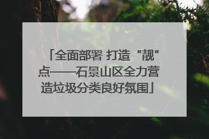 全面部署 打造“靓” 点——石景山区全力营造垃圾分类良好氛围