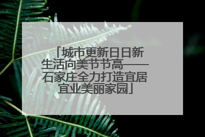 城市更新日日新 生活向美节节高——石家庄全力打造宜居宜业美丽家园