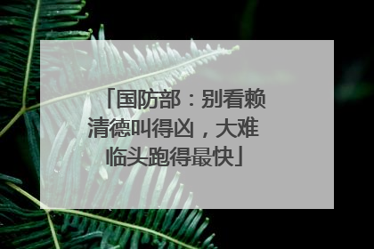 国防部：别看赖清德叫得凶，大难临头跑得最快