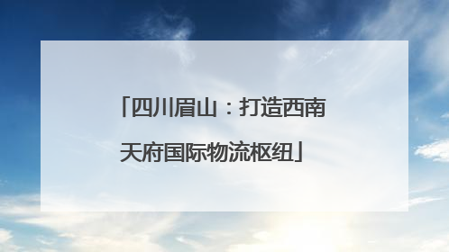 四川眉山：打造西南天府国际物流枢纽