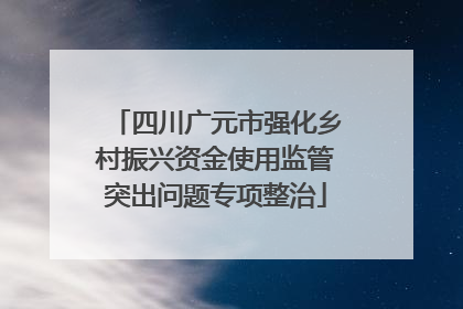 四川广元市强化乡村振兴资金使用监管突出问题专项整治