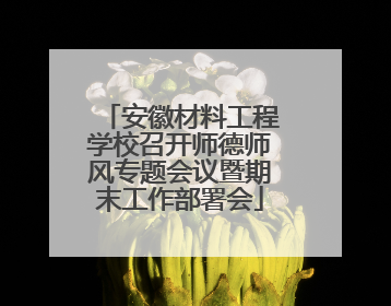 安徽材料工程学校召开师德师风专题会议暨期末工作部署会