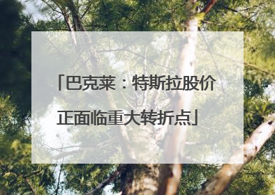 巴克莱：特斯拉股价正面临重大转折点