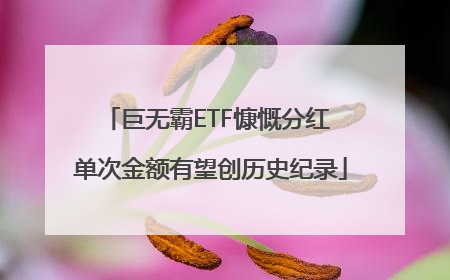 巨无霸ETF慷慨分红 单次金额有望创历史纪录