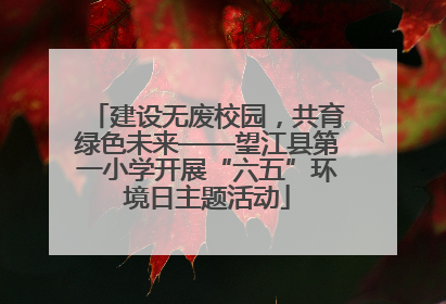 建设无废校园，共育绿色未来——望江县第一小学开展“六五”环境日主题活动