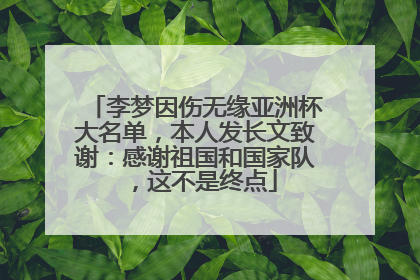 李梦因伤无缘亚洲杯大名单，本人发长文致谢：感谢祖国和国家队，这不是终点