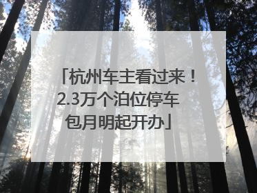 杭州车主看过来！2.3万个泊位停车包月明起开办