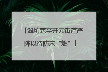 潍坊寒亭开元街道严阵以待防未“燃”