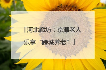 河北廊坊：京津老人乐享“跨城养老”