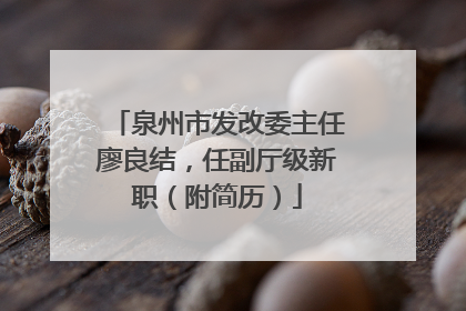 泉州市发改委主任廖良结，任副厅级新职（附简历）