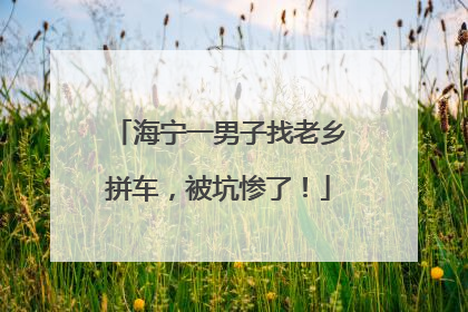 海宁一男子找老乡拼车，被坑惨了！
