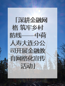 深耕金融网格 筑牢乡村防线——中荷人寿大连分公司开展金融教育网格化宣传活动