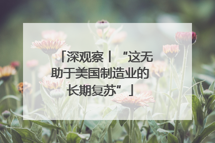 深观察丨“这无助于美国制造业的长期复苏”