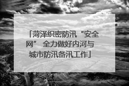 菏泽织密防汛“安全网” 全力做好内河与城市防汛备汛工作