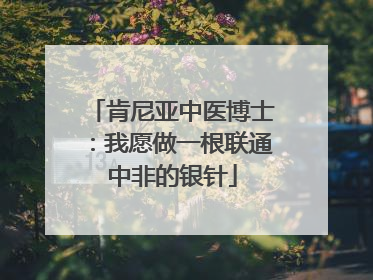 肯尼亚中医博士：我愿做一根联通中非的银针