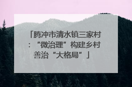 腾冲市清水镇三家村：“微治理”构建乡村善治“大格局”