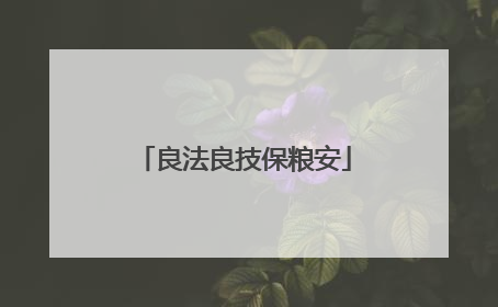 良法良技保粮安