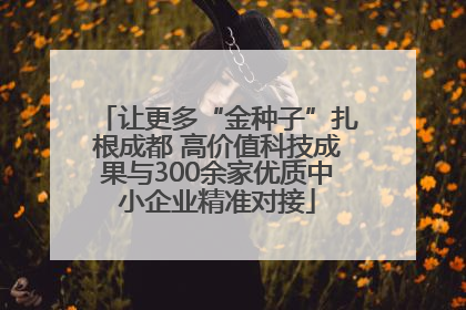 让更多“金种子”扎根成都 高价值科技成果与300余家优质中小企业精准对接