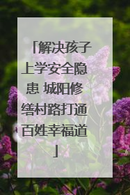 解决孩子上学安全隐患 城阳修缮村路打通百姓幸福道