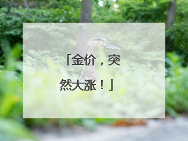 金价，突然大涨！
