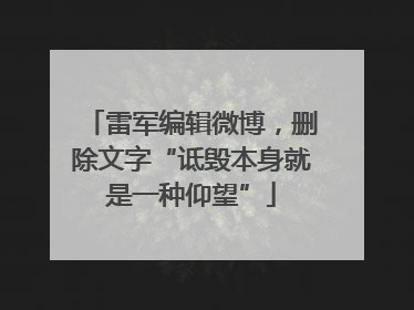 雷军编辑微博，删除文字“诋毁本身就是一种仰望”