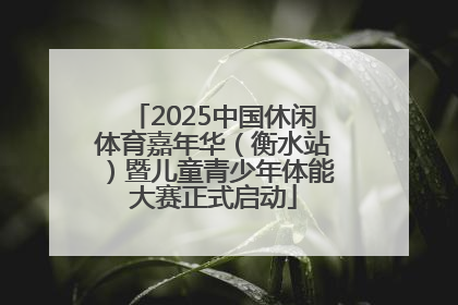 2025中国休闲体育嘉年华（衡水站）暨儿童青少年体能大赛正式启动