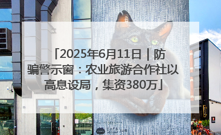 2025年6月11日｜防骗警示窗：农业旅游合作社以高息设局，集资380万